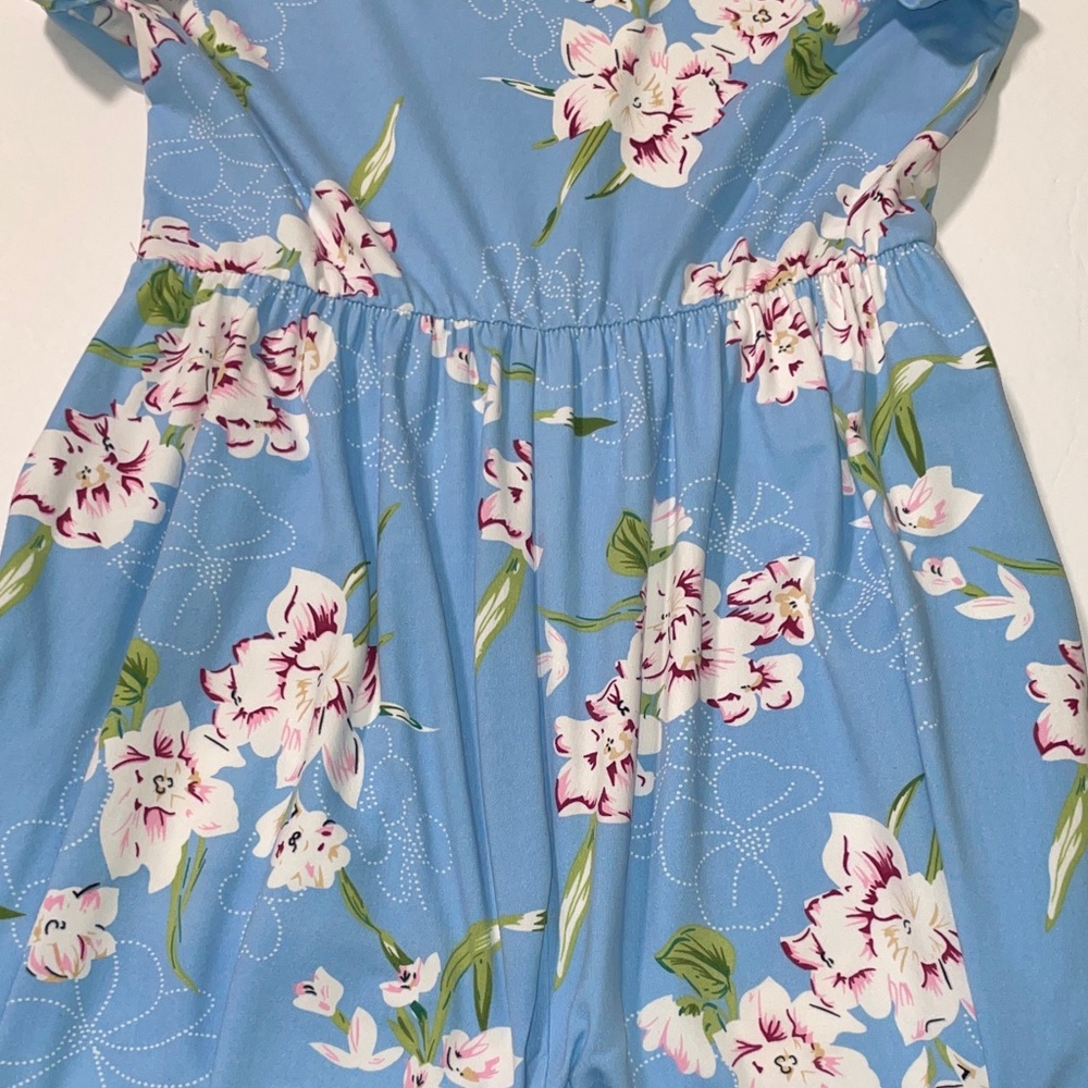 Light Blue Floral Maxi Dress with White & Pink Blooms - Picture 8 of 12